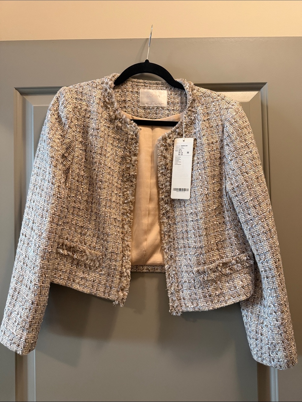 Cecilia Cropped Beige Tweed Jacket
